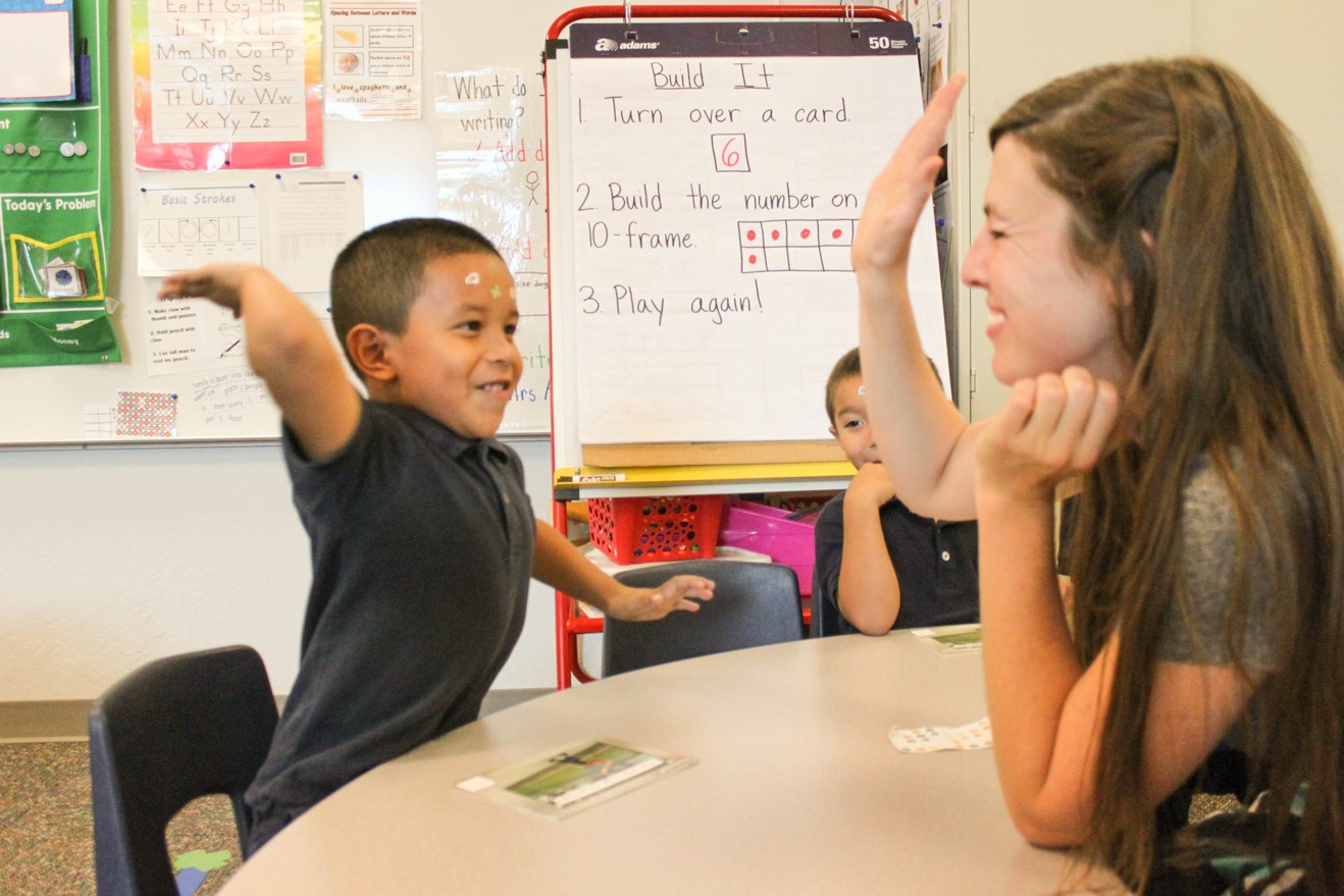 Vista College Prep teacher and student